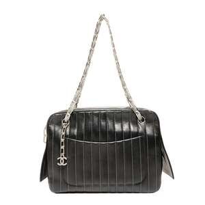 CHANEL Lambskin Shoulder Bag with Chain, Black, WS26125, Interior Rips and Da...